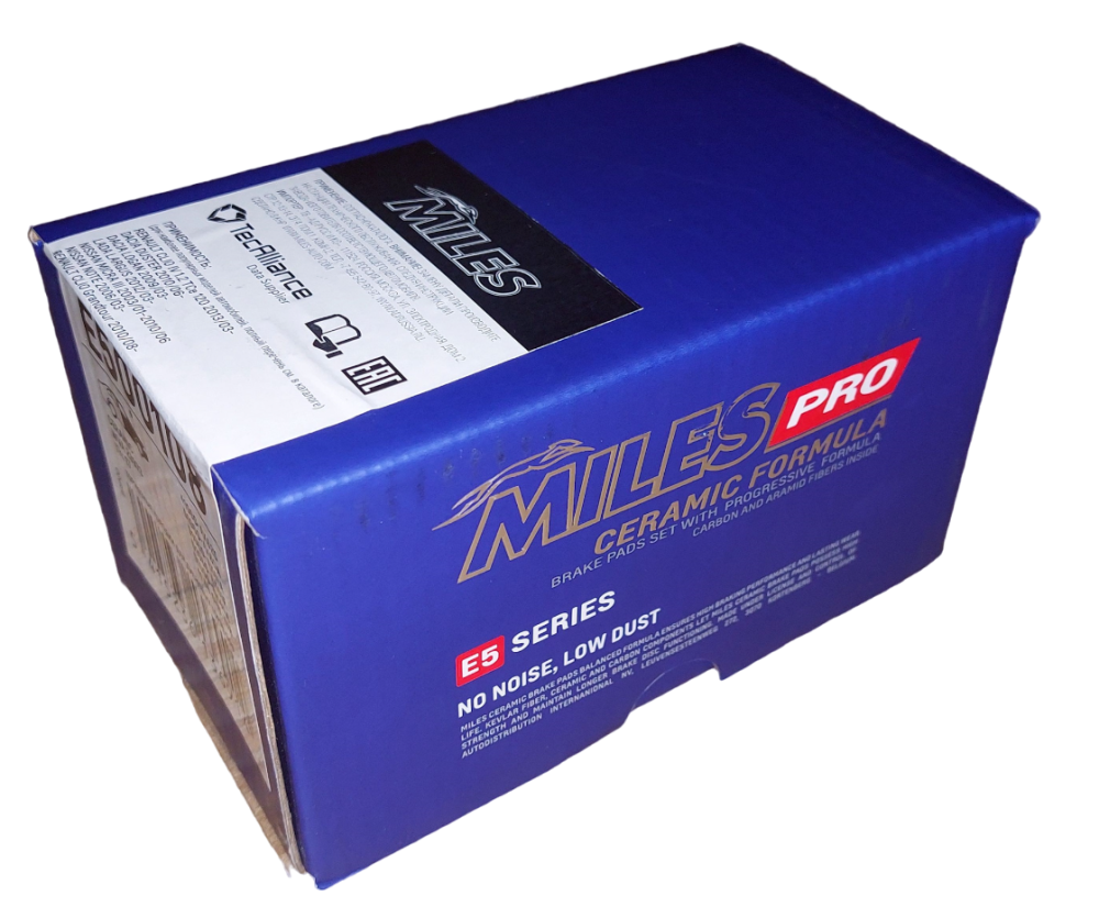 Колодки тормозные "MILES" передние (Смесь CERAMIC) (LADA LARGUS, VESTA / RENAULT DUSTER E500108