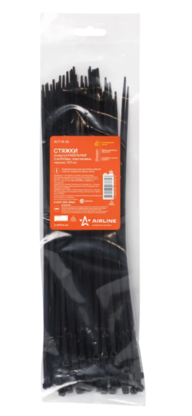 Хомут нейлоновый AIRLINE 3.6 х 300 мм черный 1 шт.