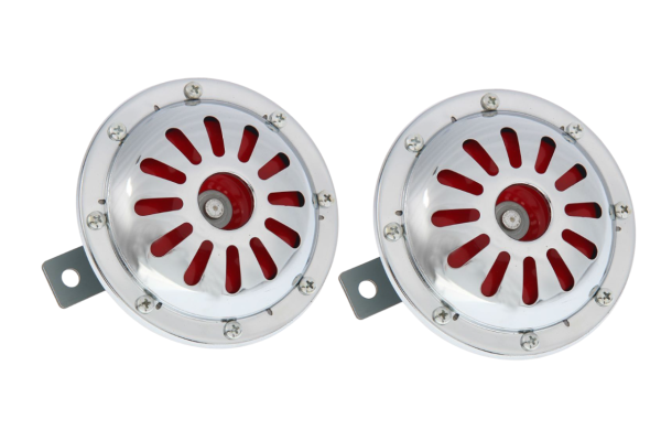 Сигнал звуковой 12 В (диски) 335/435Гц 125 мм хром/красный AVS Electric 1046