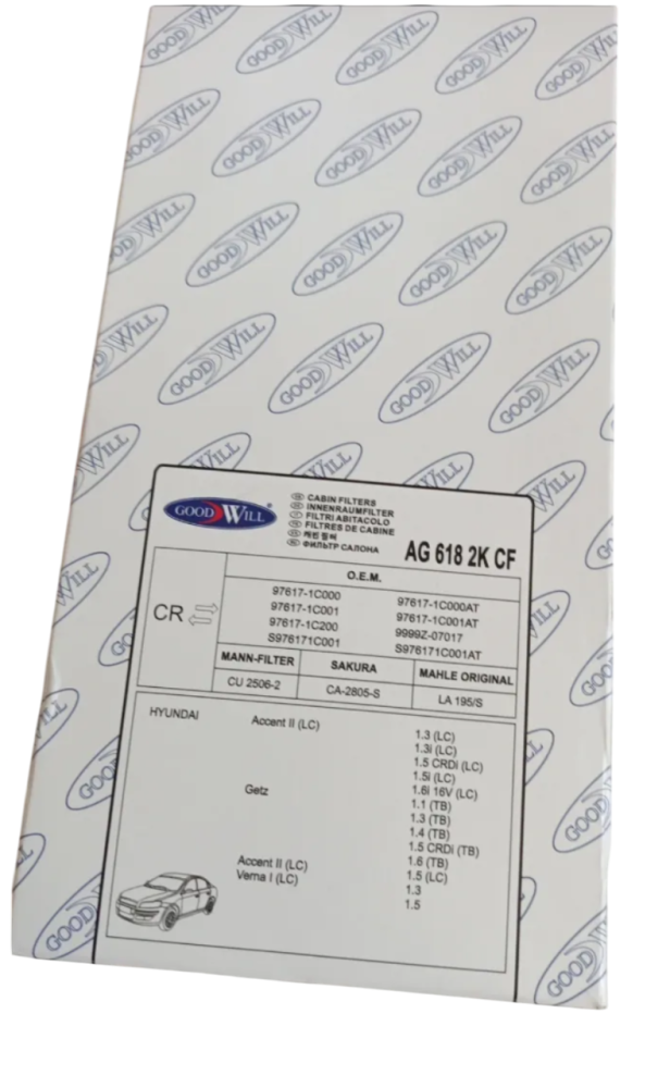 Фильтр салона "GOODWILL" (упаковка 2шт.) HYUNDAI ACCENT/GETZ 00- AG6182KCF
