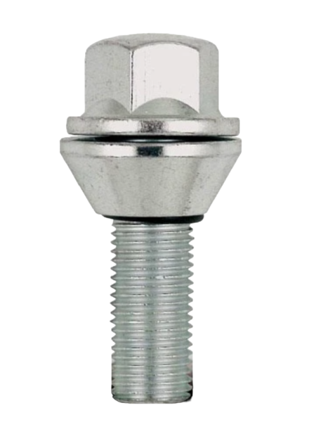 Болт колесный M14х28х1,5 конус, под ключ 17 (шайба) цинк