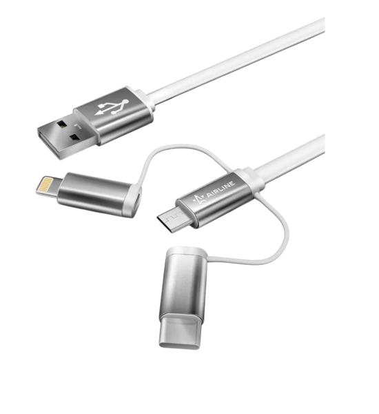 Кабель для телефона AIRLINE 3 в 1 USB - Lightning, Type-C, Micro USB 1,2м